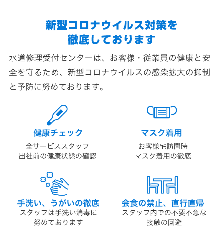 新型コロナウイルス対策を徹底しております